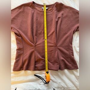 CLUB MONACO Pleated Peplum Hem Mauve Blouse Top Sz L (MSRP $120)